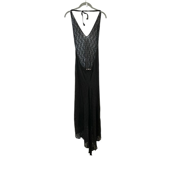 Y2K 2002 Victorias Secret Halter Mesh Lace Maxi Sheer Dress Black M V-Neck - Picture 2 of 6